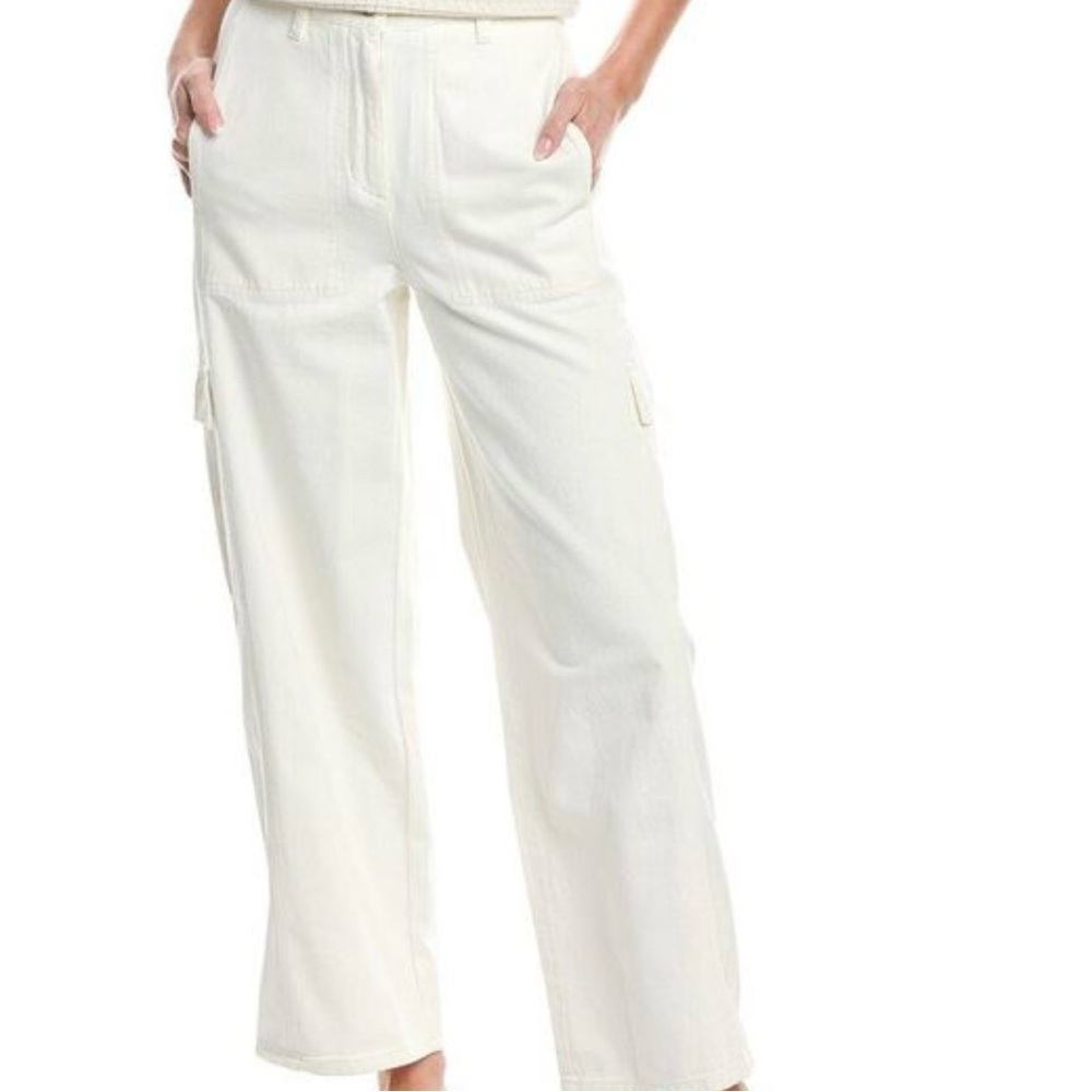 Eileen Fisher Women’s Organic Cotton High Rise Utility Cargo Jeans White, Large